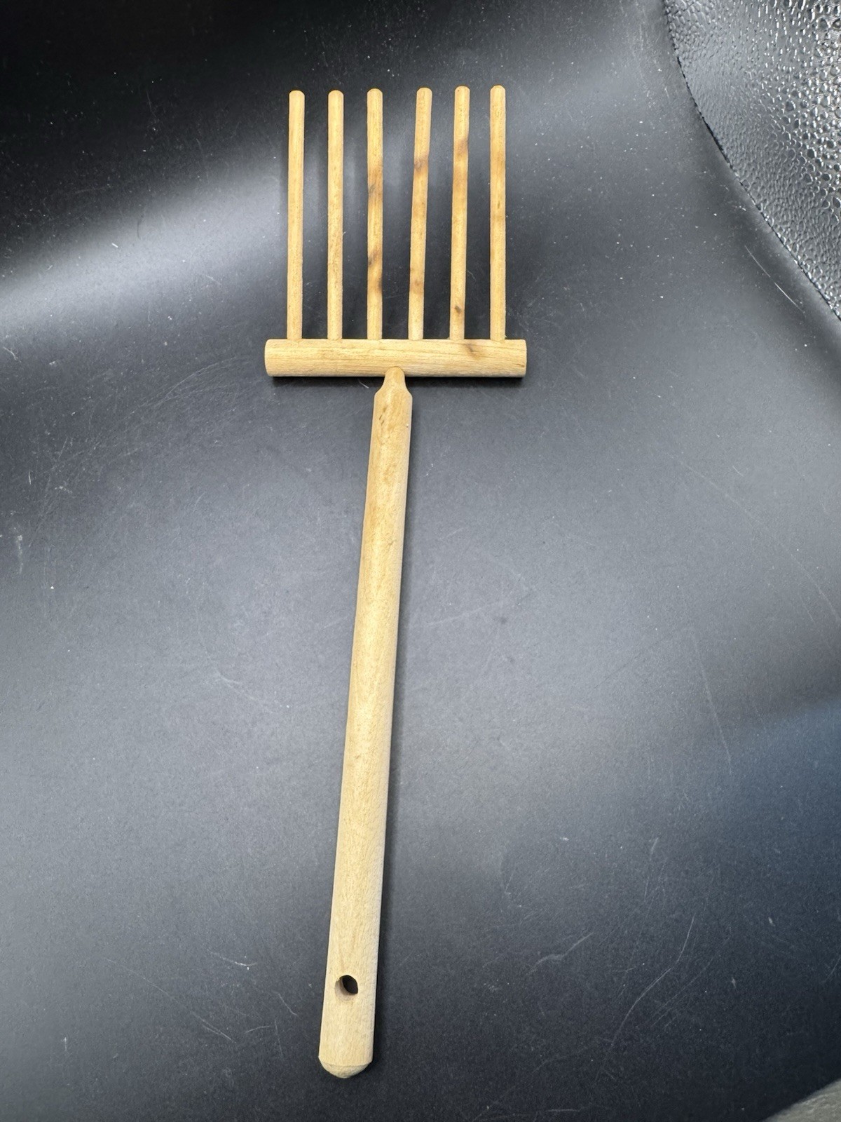 Vintage Wooden Pasta Rake Spaghetti Server Fork Stirring Spoon Kitchen Utensil