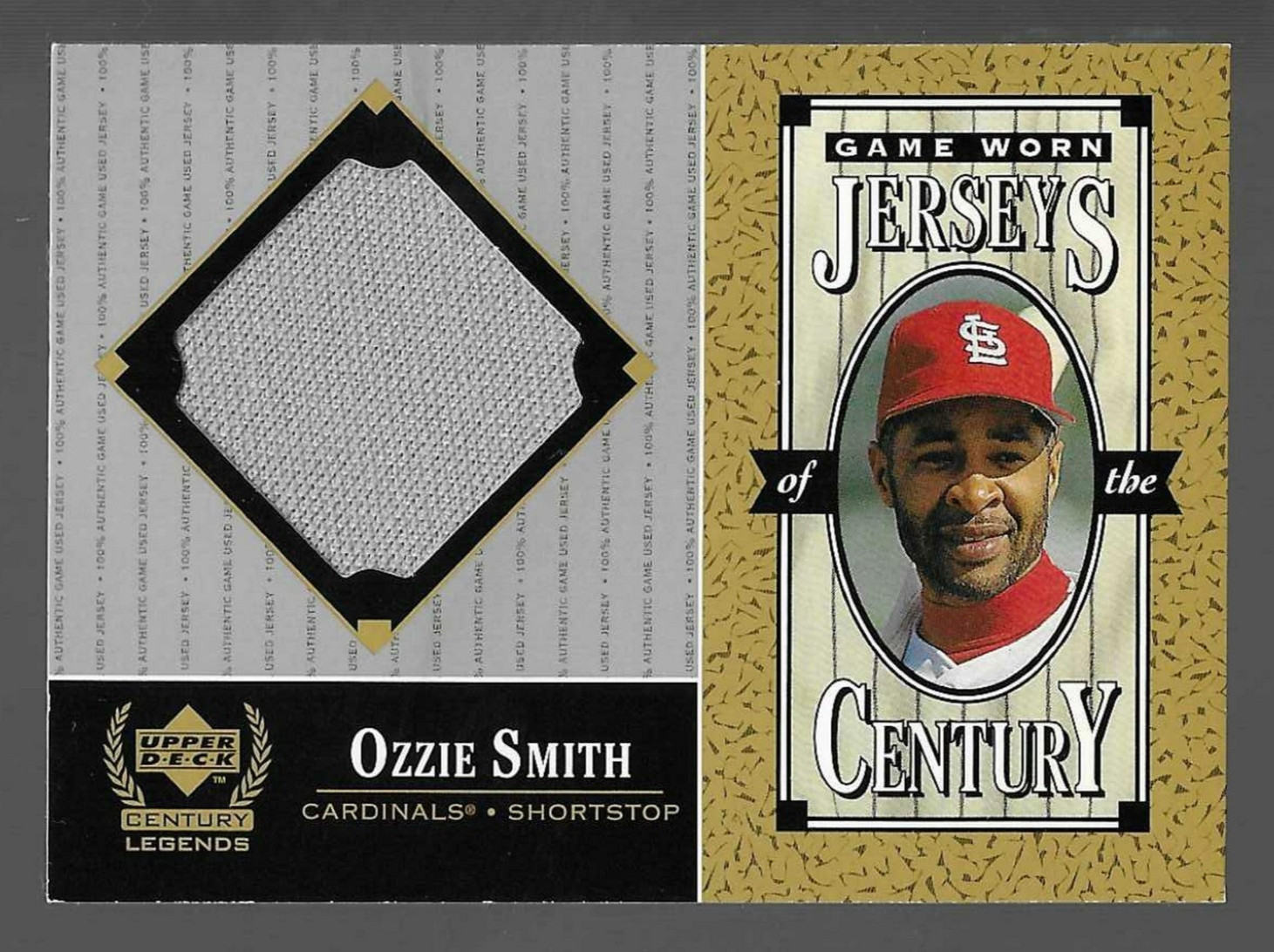 Ozzie Smith HOF 1999 Upper Deck Century Legends Game Jersey Gray