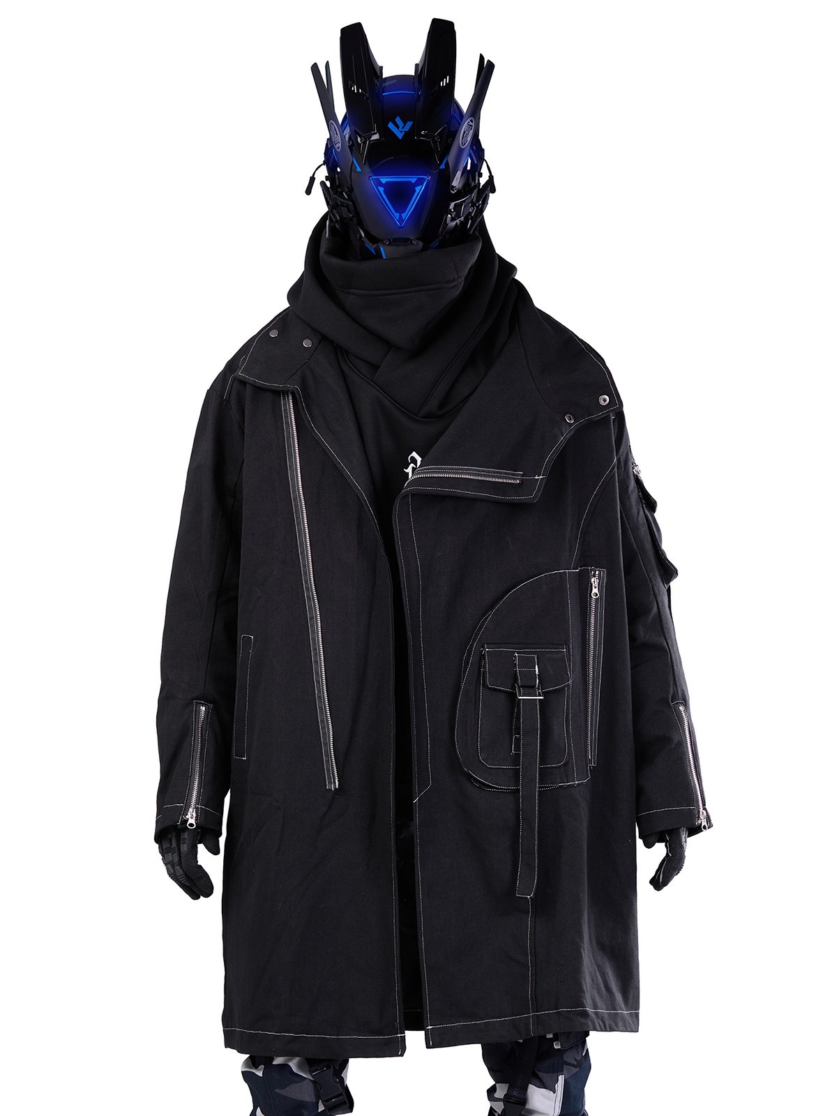 Niepce Men's Techwear Long Black Utility Jacket Cyberpunk Long Windbreaker Niepce Men's Techwear Long Black Utility Jacket Cyberpunk Long Windbreaker