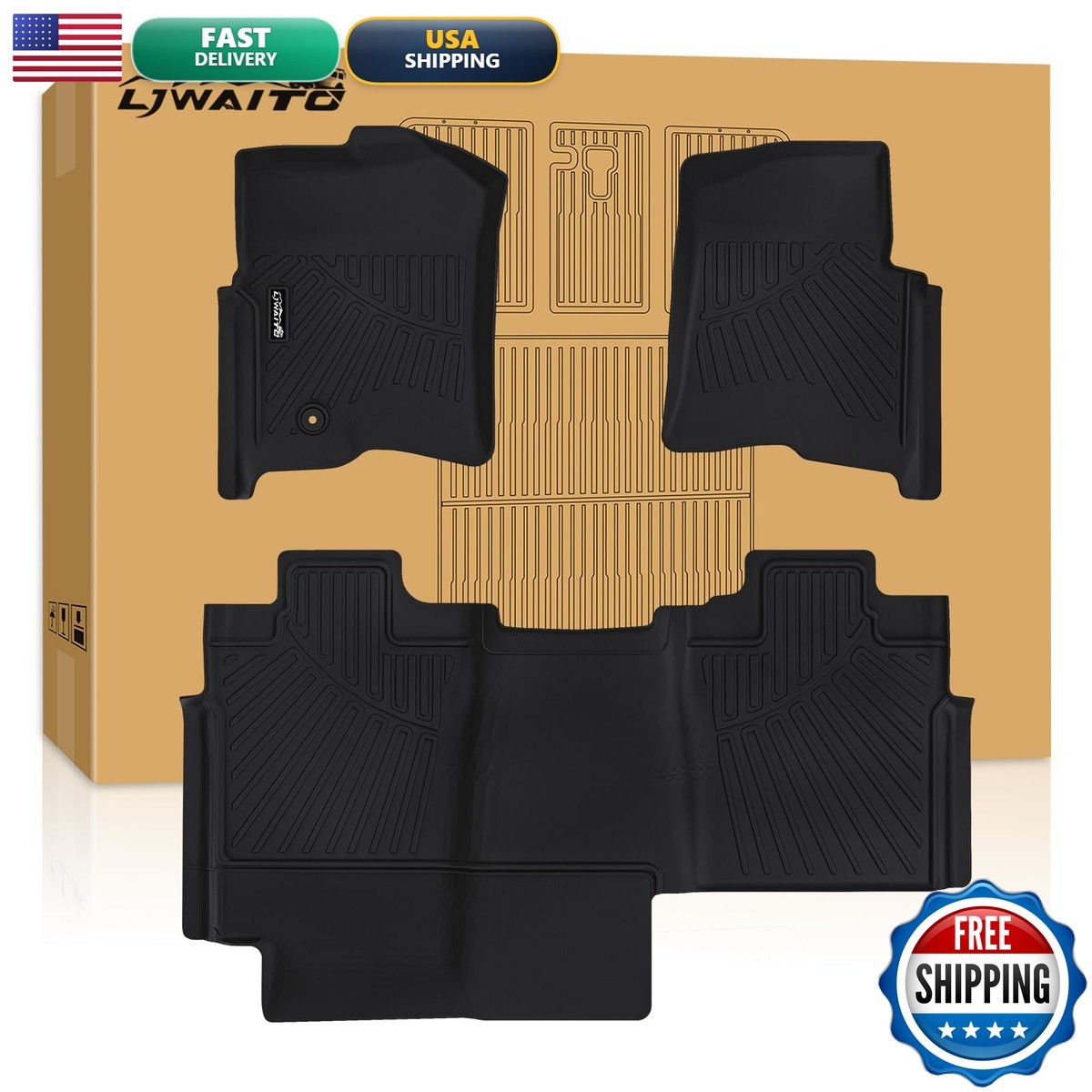 LJWAITO Floor Mats Ford F-150 2004-2008 SuperCrew Cab Lincoln Mark LT 2006-2008