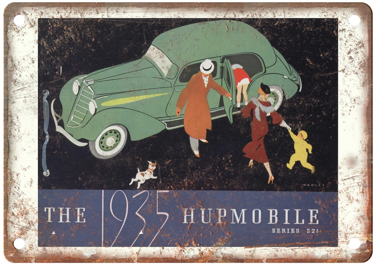 1935 Hupmobile 521 Prestige Vintage Auto Ad Retro Look Metal Sign AN3482