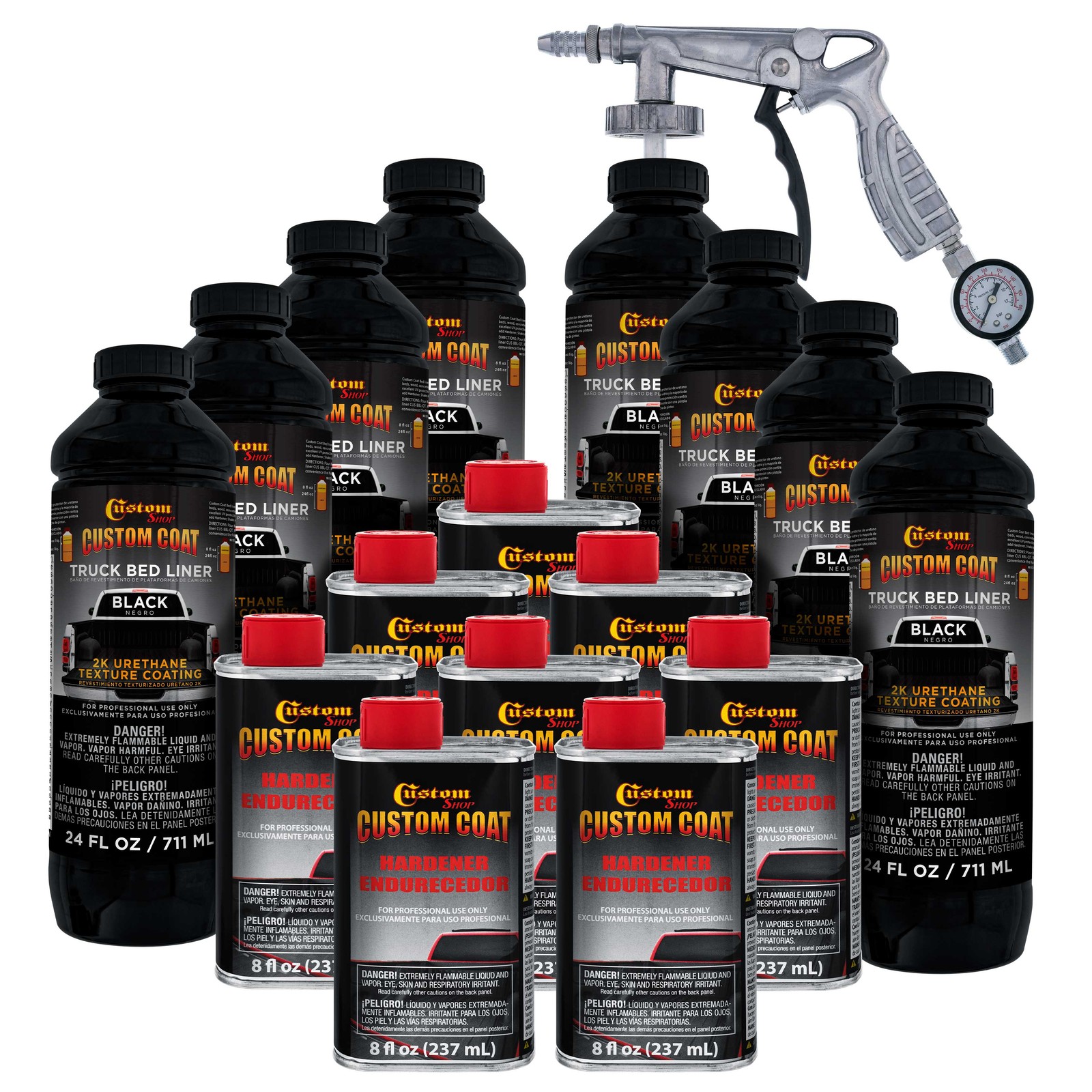 Bed Liner CUSTOM COAT BLACK 2 Gal Urethane Spray-On Truck Kit FREE Spray Gun