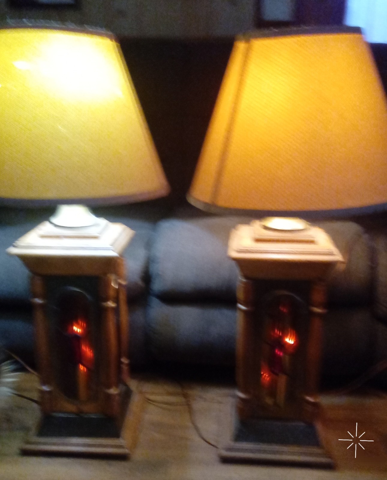 Antique Don Ward oak wood, Brass & Stained Glass Dual_Light/*Lamp & Night Light