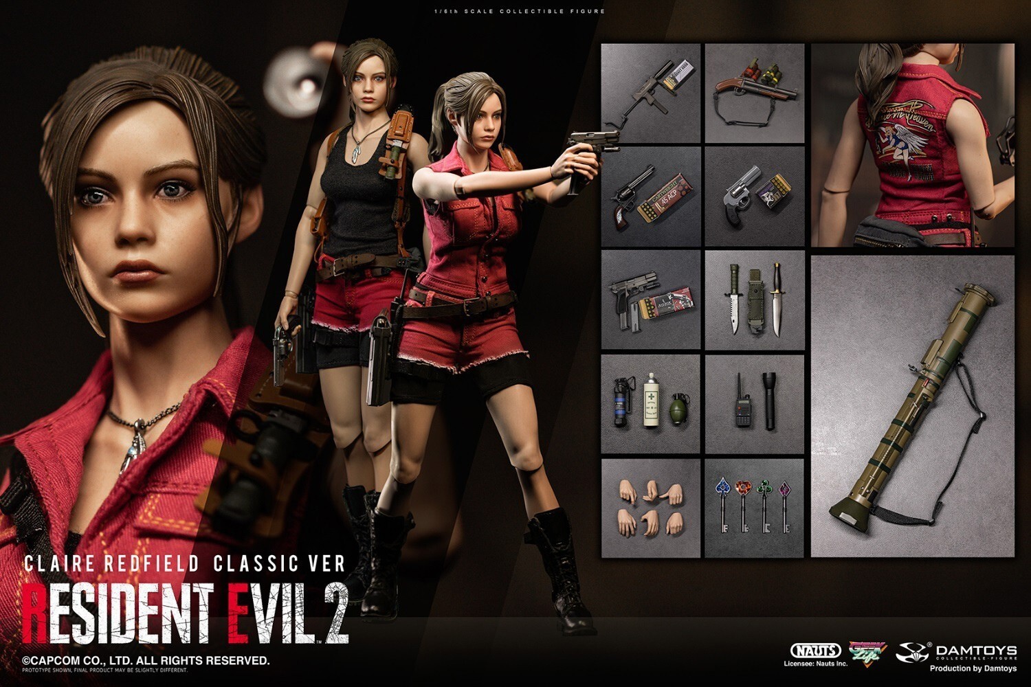 NEW NAUTS DAMTOYS DMS038 RESIDENT EVIL 2 Claire Redfield Classic Ver. 1/6 FIGURE