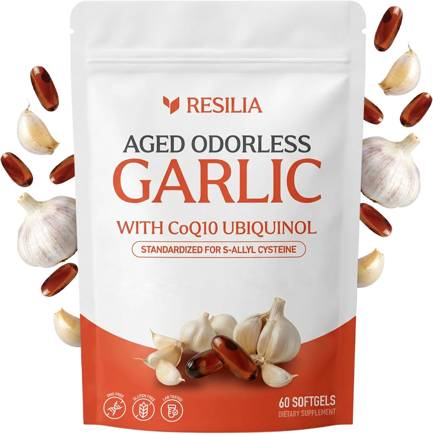 Resilia Odorless Aged Garlic Extract Softgels 60 Count CoQ10 Ubiquinol USA SHIP