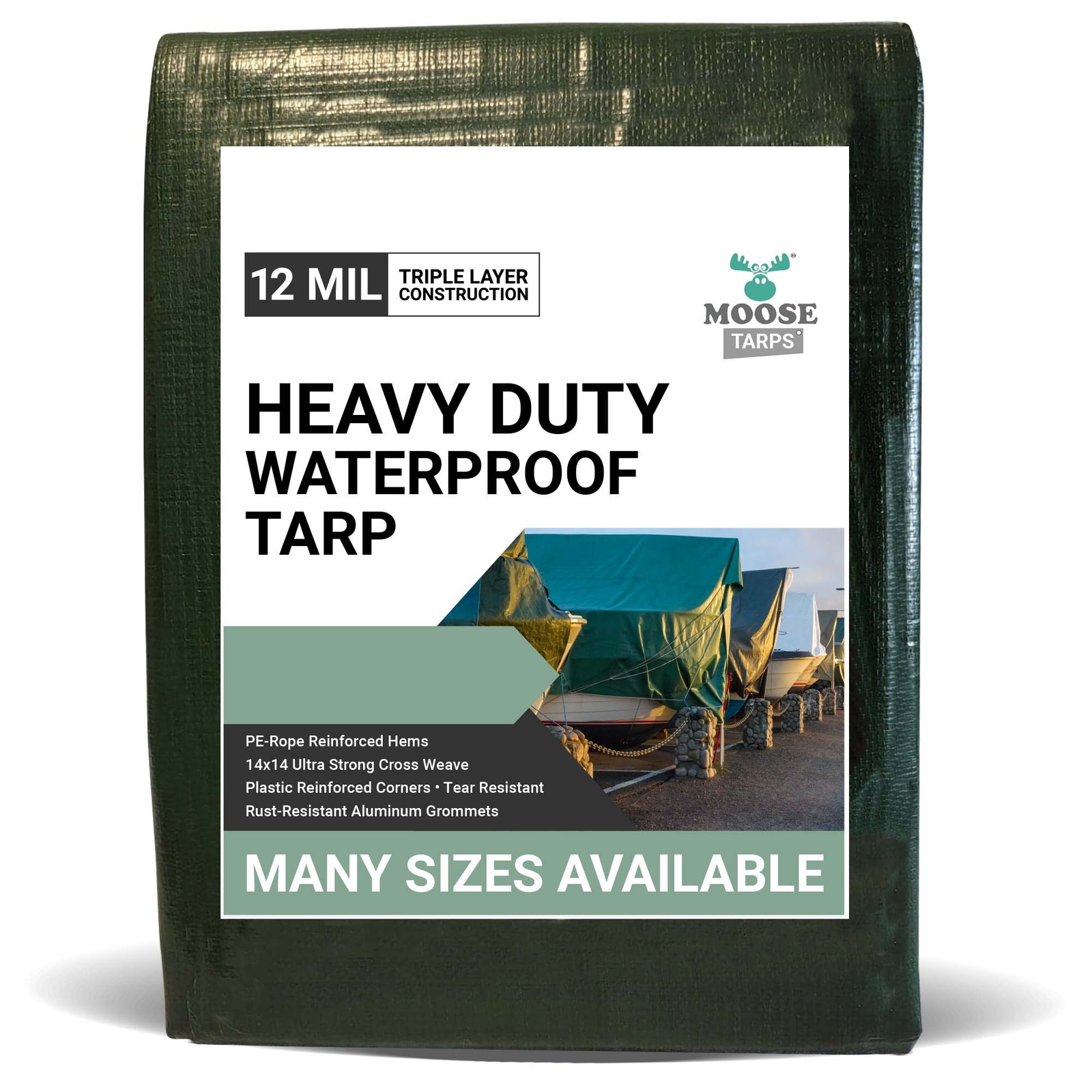 Heavy Duty Waterproof Tarp 12 Mil 40x60 Commercial Cover Reversible Tarpaulin