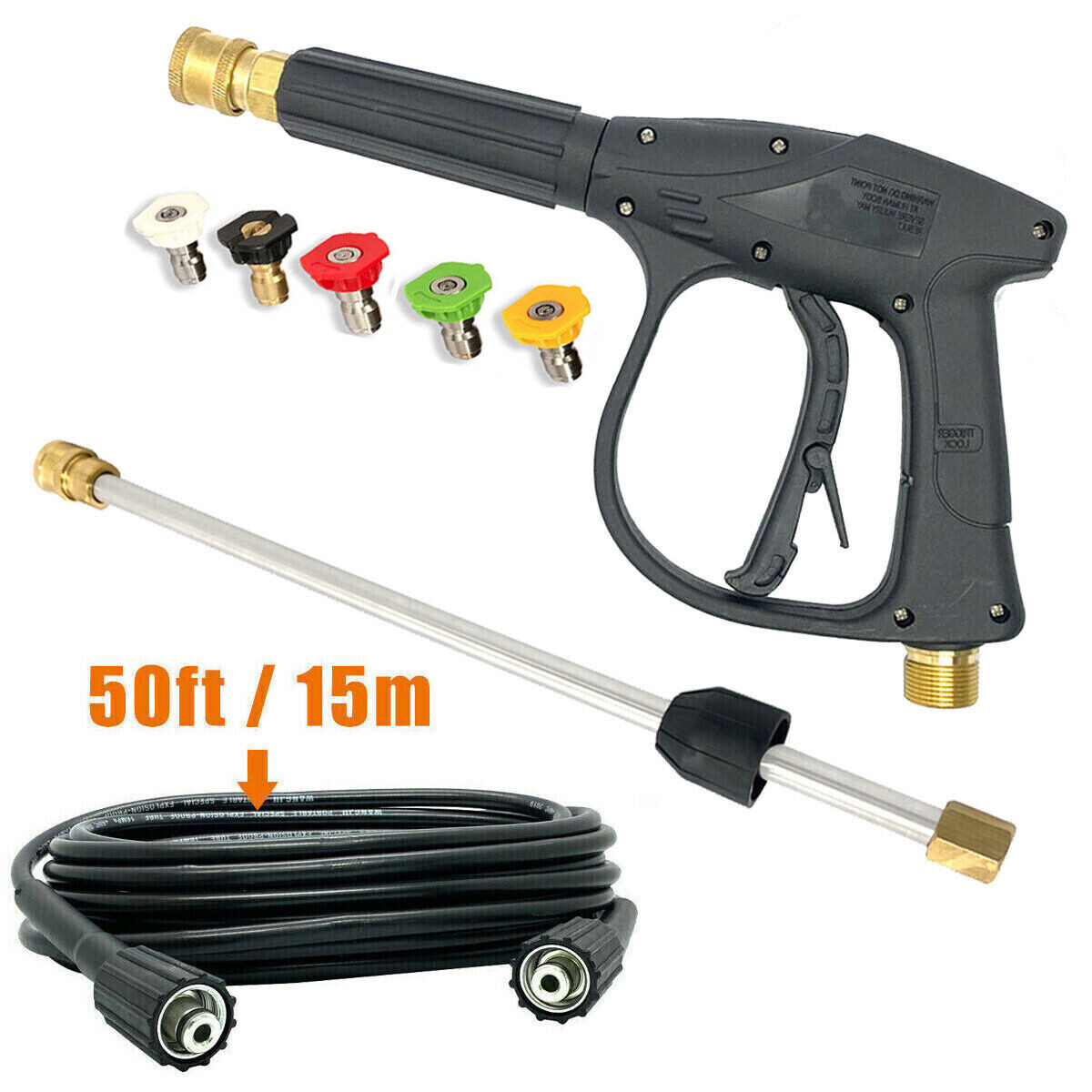 3000PSI High Pressure Washer Spray Gun Wand Lance W/ 50FT Hose Set Quick Connect 3000PSI High Pressure Washer Spray Gun Wand Lance W/ 50FT Hose Set Quick Connect