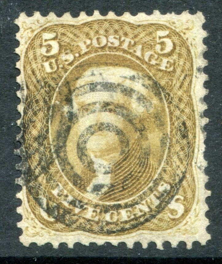 1861-62 United States 5¢ Jefferson Postage Stamp #67 Target Cancel PSE Certified