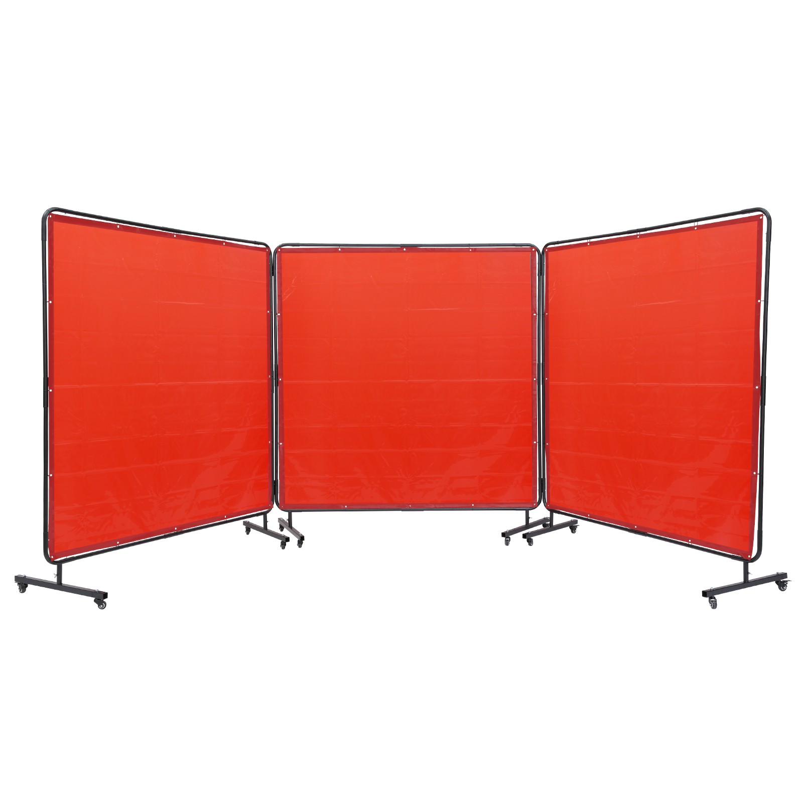 Uimoso Welding Screen with Frame 3 Panel 6' x 6'Welding Curtain Screen 12 Wheels