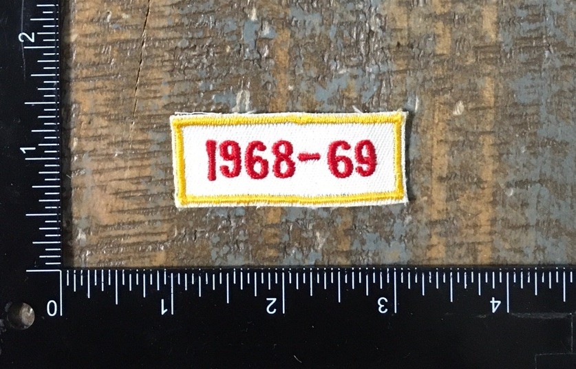 Vintage 1968-69 Year Date Birthdate Event Years Sew-On Tab Patch