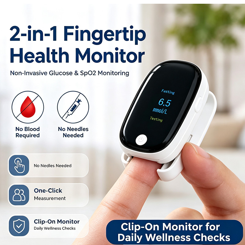 2-In-1 Fingertip Blood Glucose And Oxygen Monitor Spo2 Glucose Meter Pulse Rates
