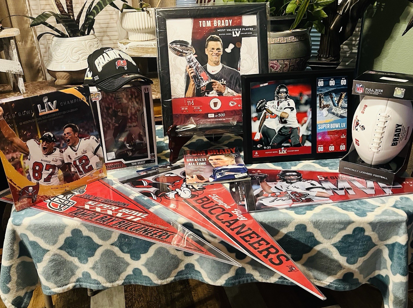 Tom Brady Super Bowl LV Collection Lot - Funko, Framed Photo COA, Football misc.