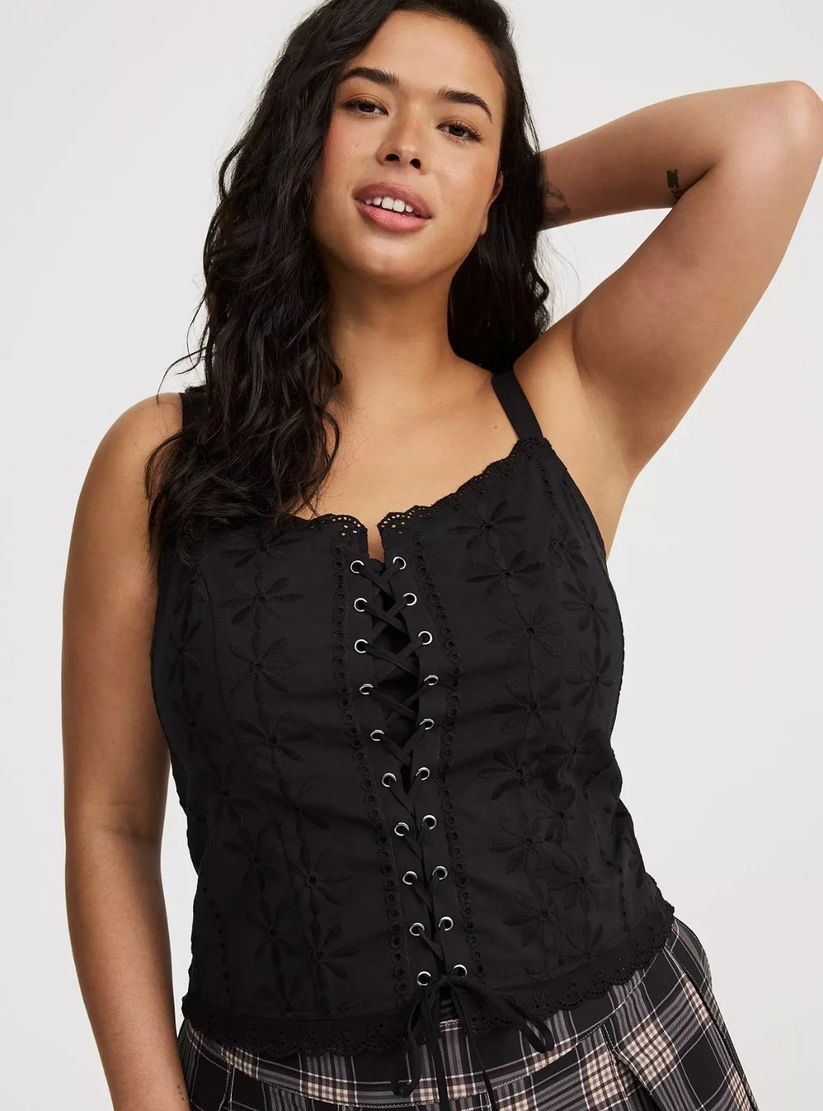 Torrid Plus Size 2X Lace-Up Eyelet Cami Bustier Sexy Top Deep Black NWT Torrid Plus Size 2X Lace-Up Eyelet Cami Bustier Sexy Top Deep Black NWT