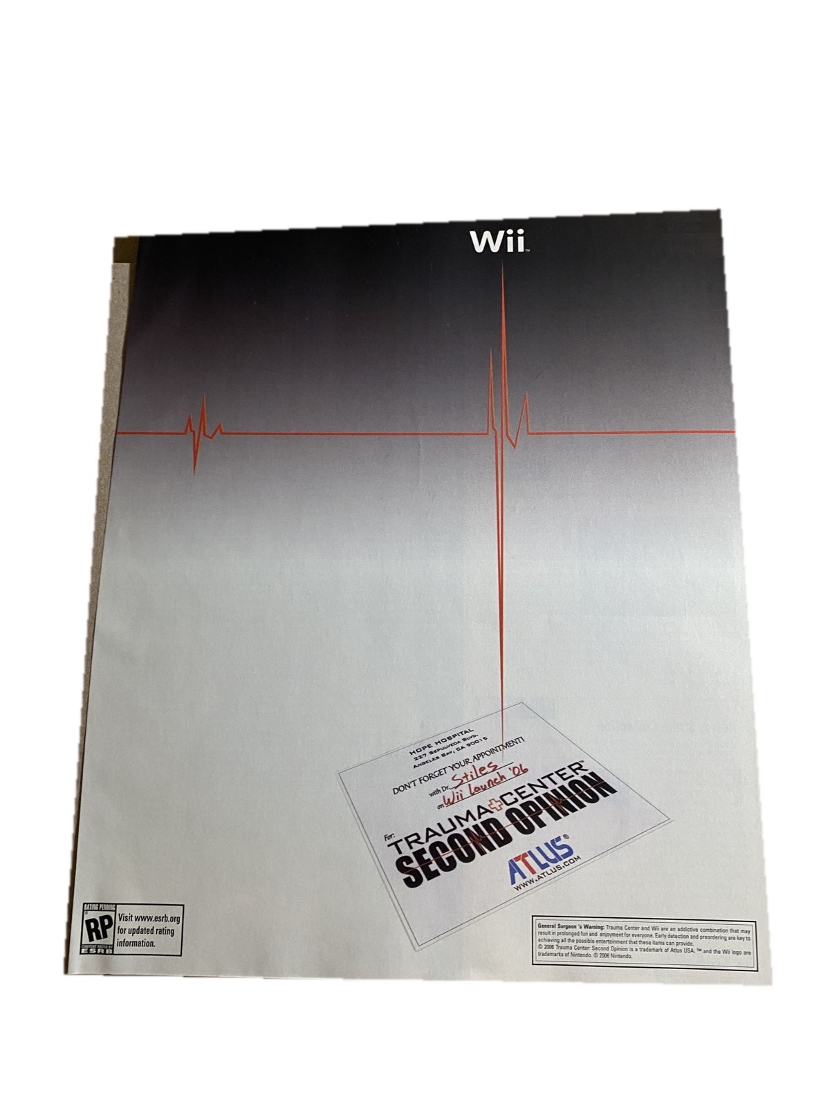 Trauma Center Second Opinion Wii Poster Vintage Wall Art