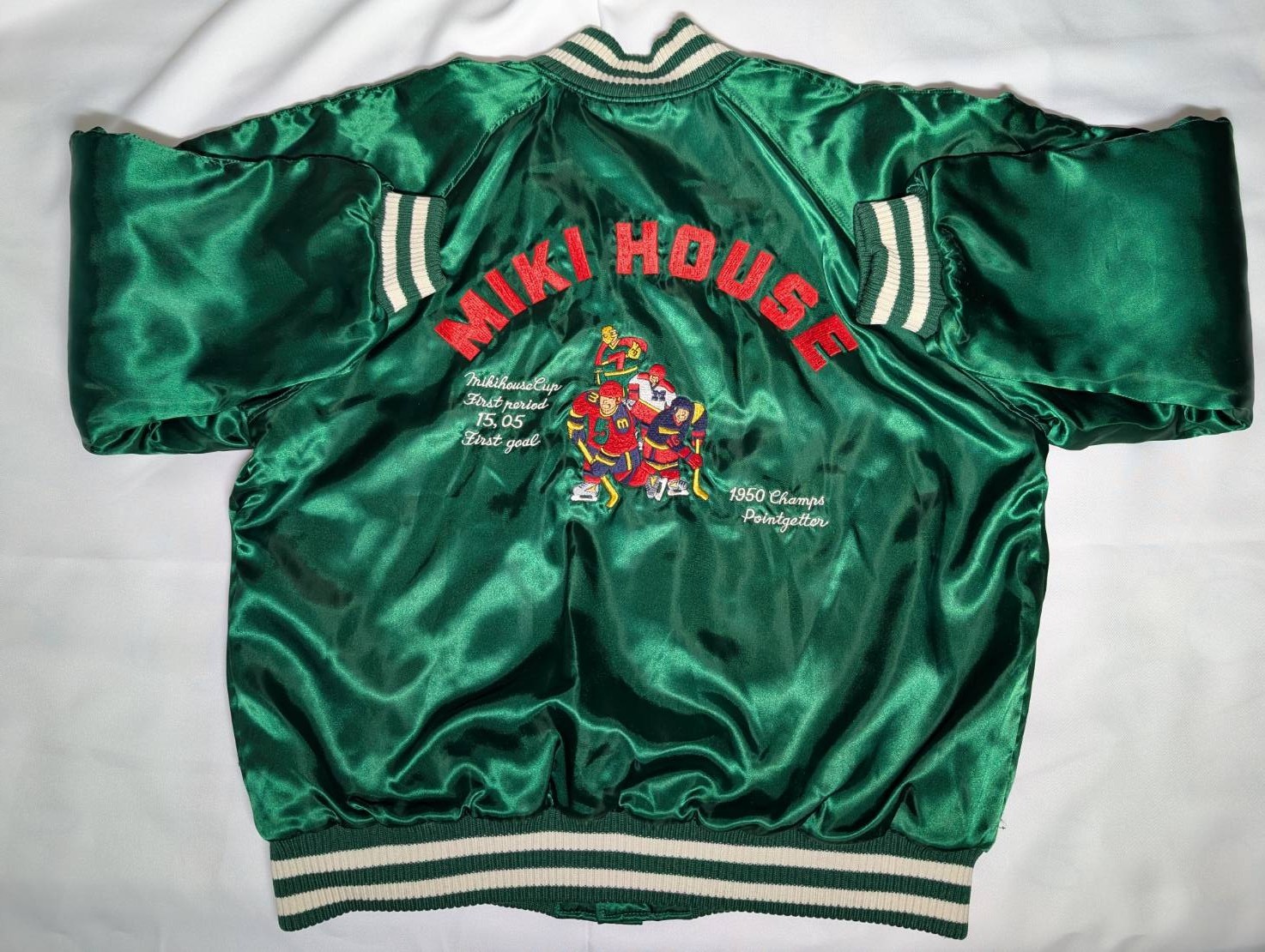 Vintage MIKI HOUSE Nylon Varsity Jacket Satin Bomber 80s 90s Made in Japan