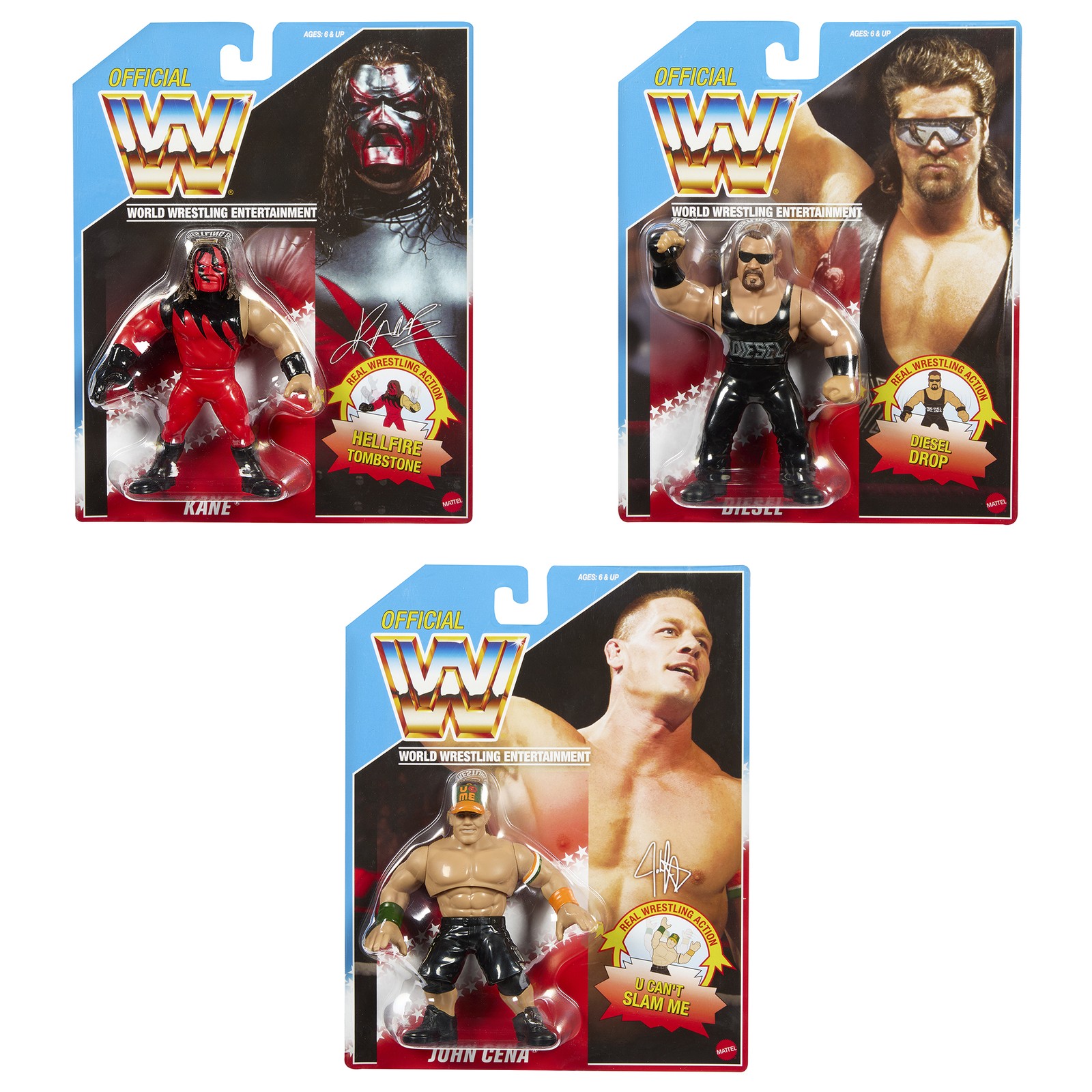 (Best of Wave 1) - WWE Retros Set 3 (John Cena, Kane & Diesel) Wrestling (Best of Wave 1) - WWE Retros Set 3 (John Cena, Kane & Diesel) Wrestling