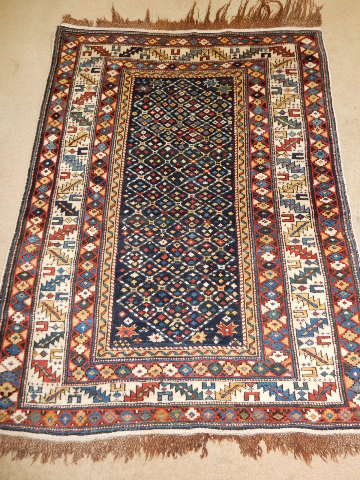 ANTIQUE CAUCASIAN RUG KAZAK  SHIRVAN HERIZ  CARPET ORIENTAL RUG ANTIKER TEPPICH