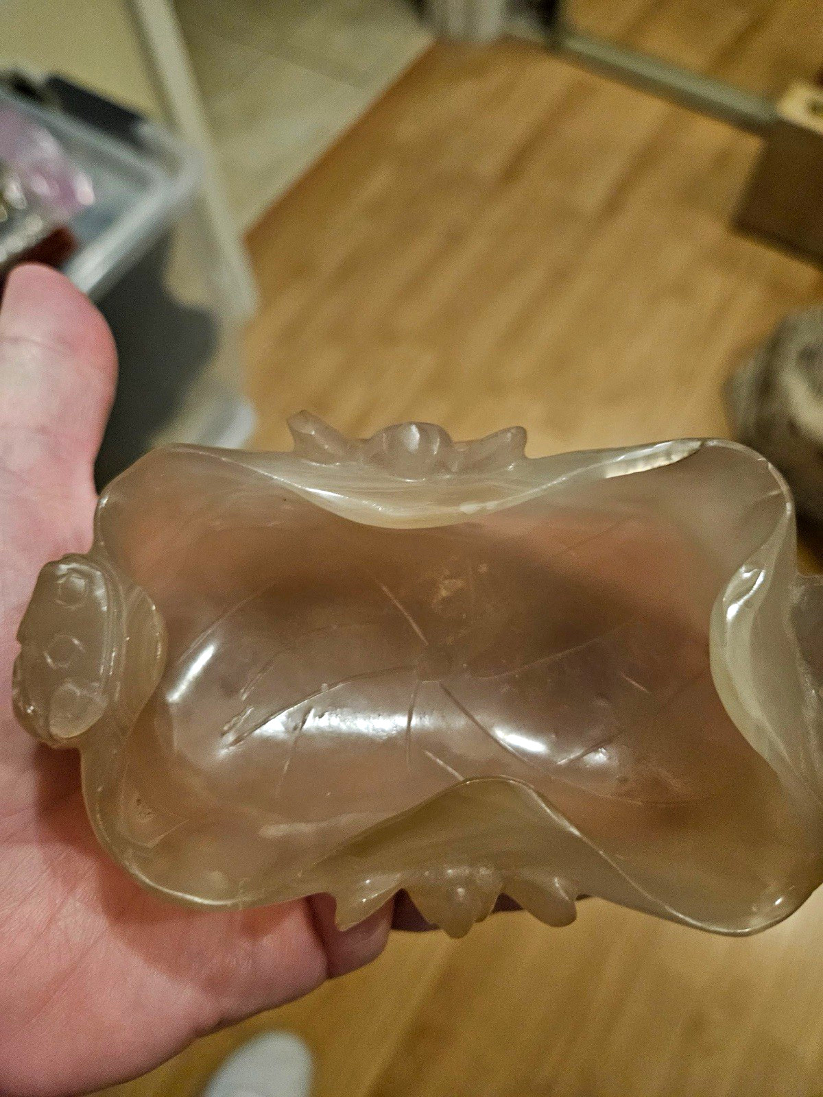 Antique Chinese carved hardstone or rock crystal agate scholars brush water Antique Chinese carved hardstone or rock crystal agate scholars brush water