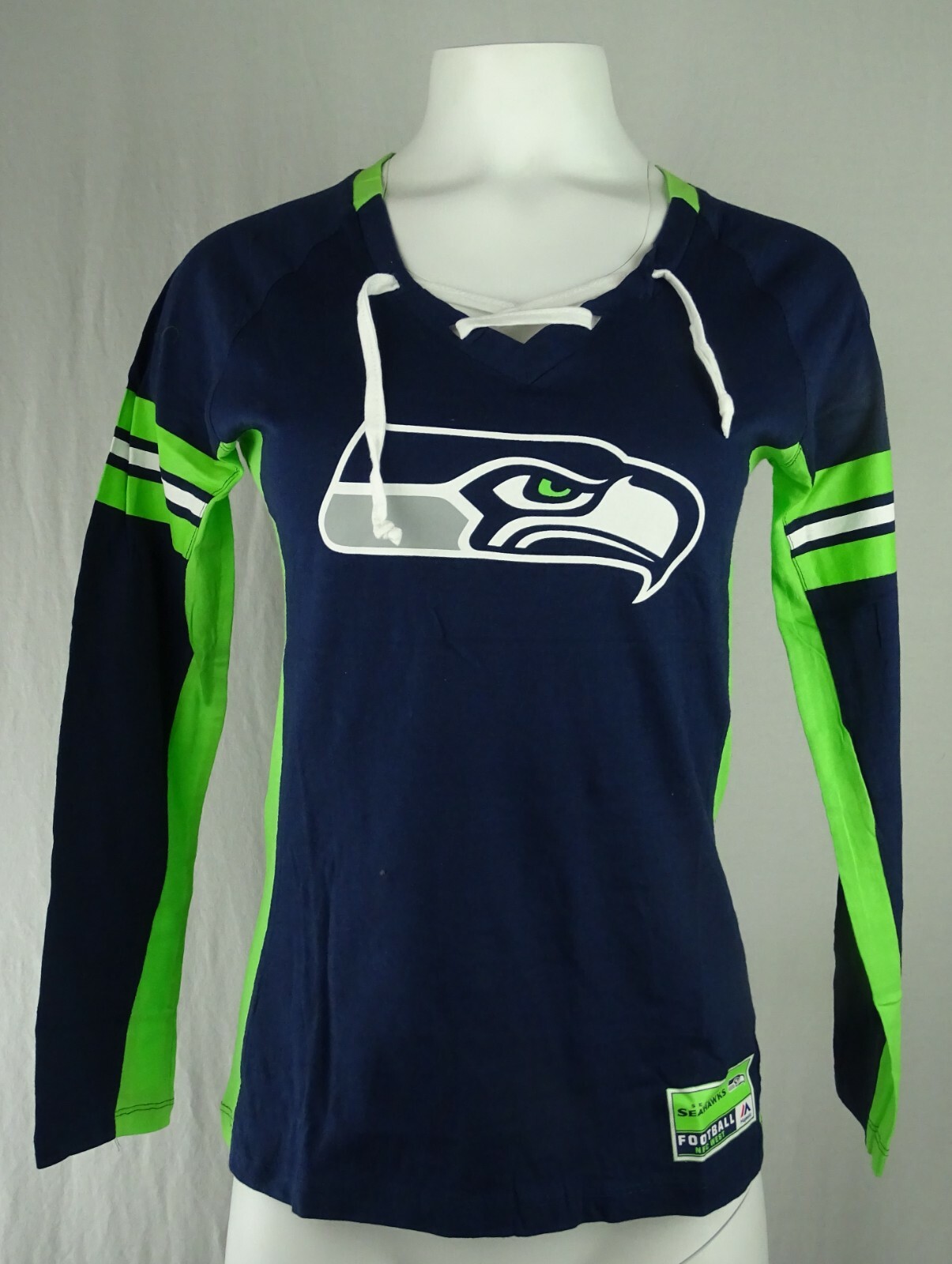 Seattle Seahawks NFL Majestic Women\'s Lace Up T-Shirt Seattle Seahawks NFL Majestic Women\'s Lace Up T-Shirt