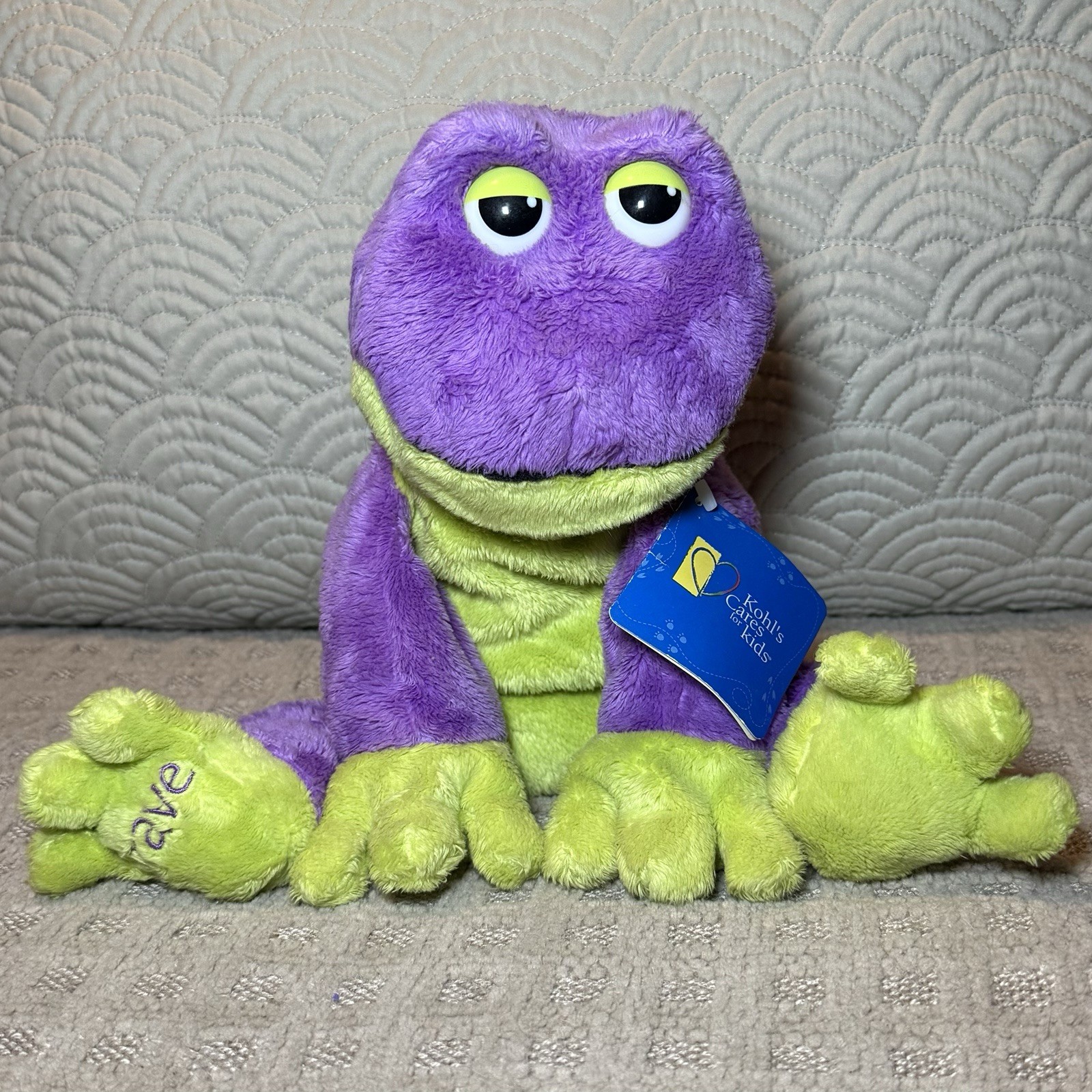 NWT RARE Kohls Cares BRAVE Frog 14” Plush Purple Green Stuffed Animal VHTF NWT RARE Kohls Cares BRAVE Frog 14” Plush Purple Green Stuffed Animal VHTF