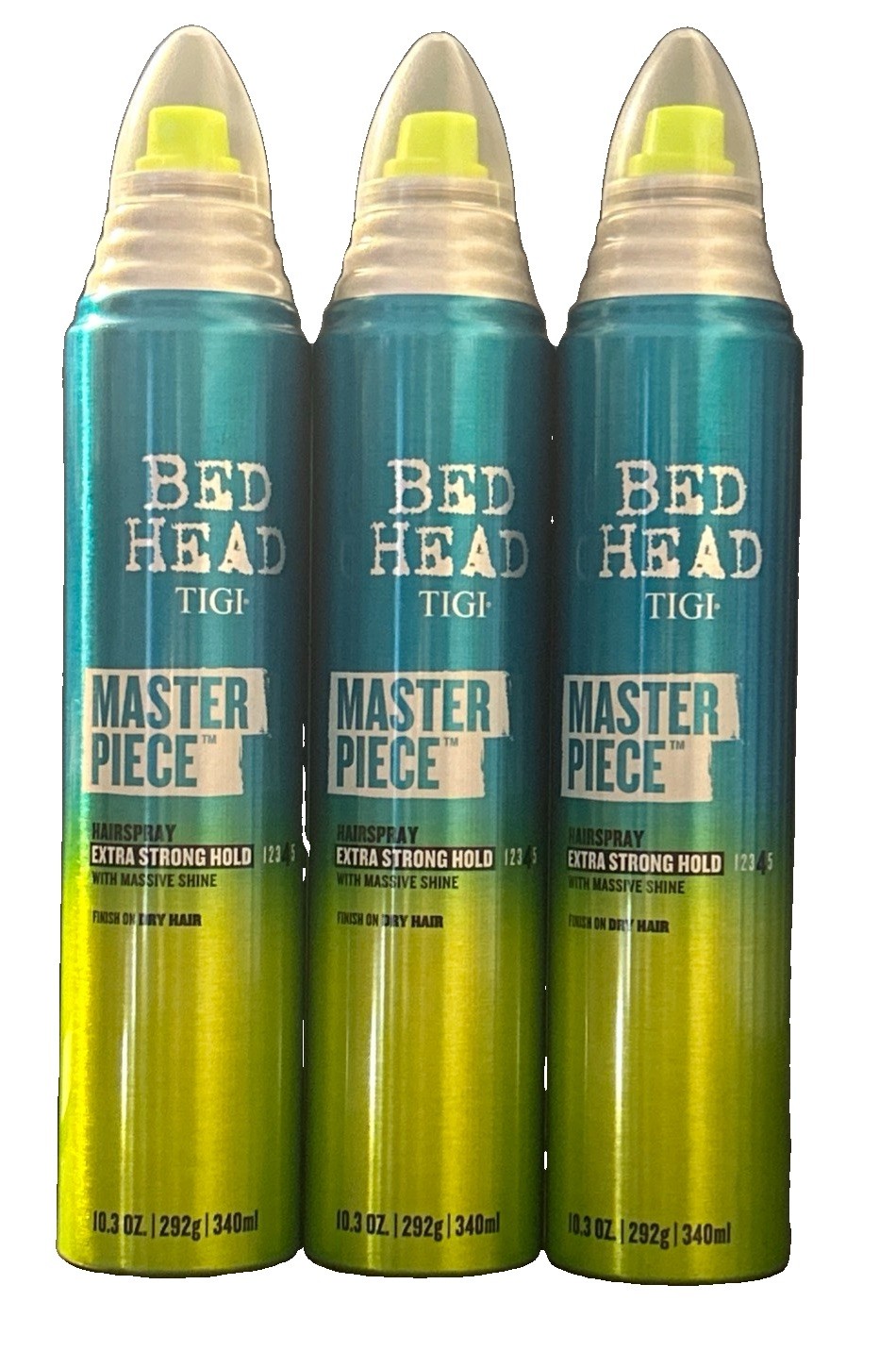 Tigi Bed Head Master Piece Hairspray Extra Strong Hold 3 - 10.3 Each 3 Cans Tigi Bed Head Master Piece Hairspray Extra Strong Hold 3 - 10.3 Each 3 Cans