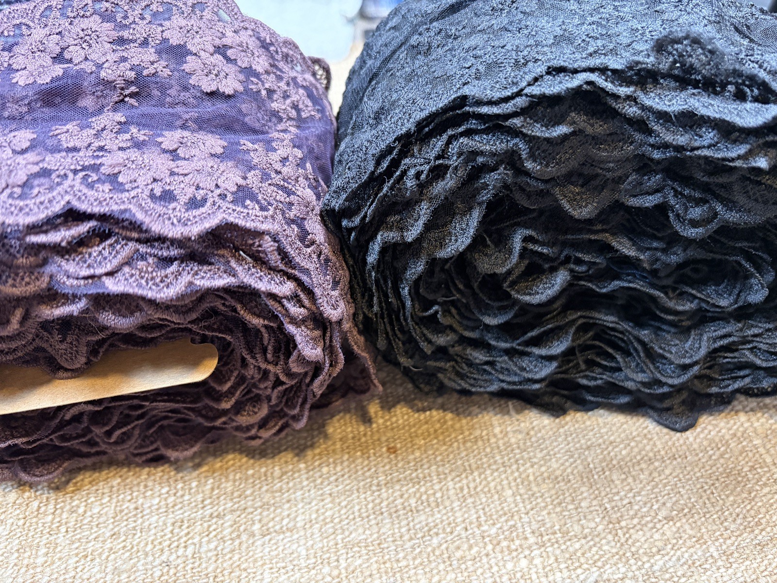 5” Wide Cotton Embroidered Tulle Lace Trim Black Brown 2 Rolls Approx 26 Yards