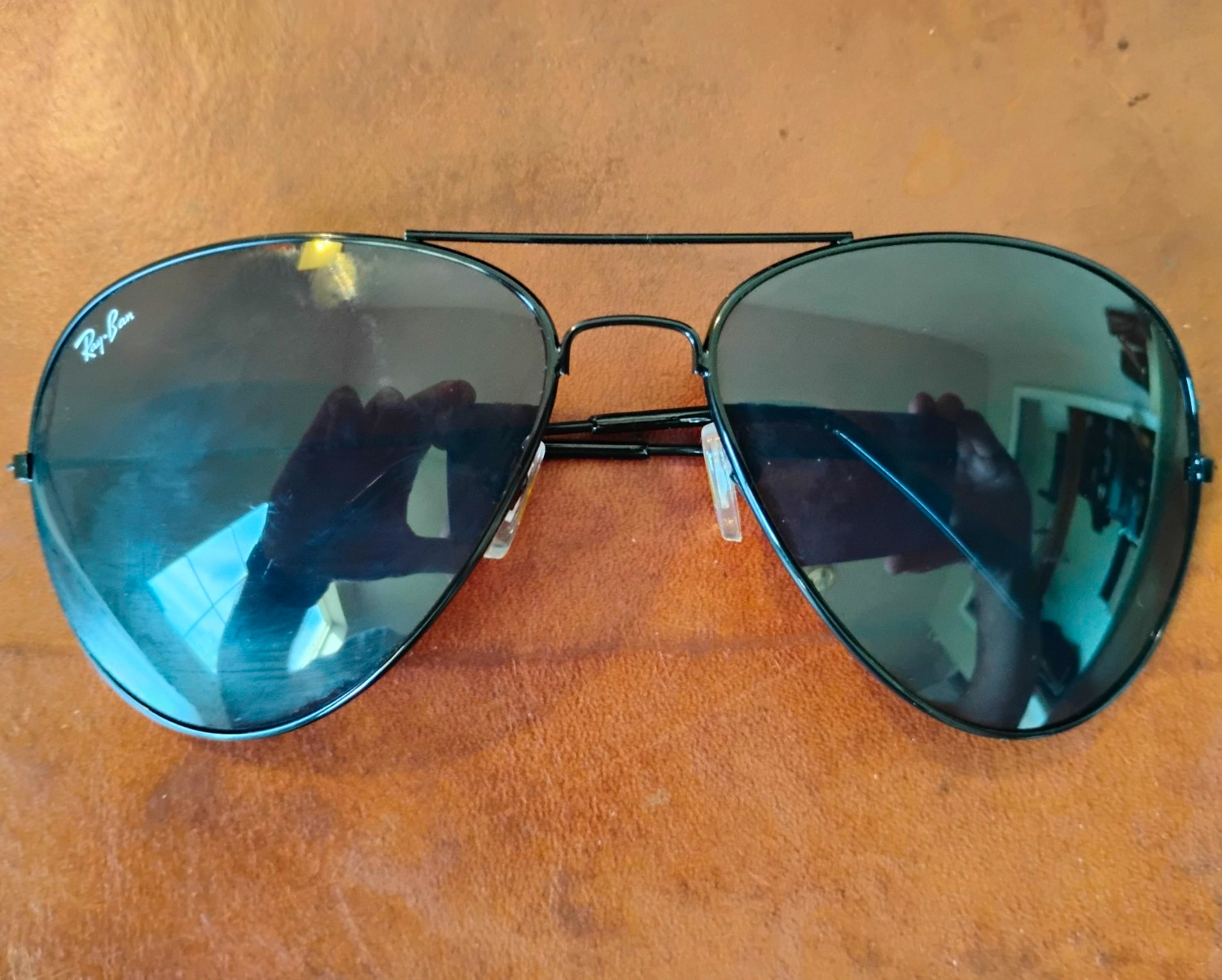 Ray-Ban RB3026 Aviator Sunglasses Black Made In Italy Ray-Ban RB3026 Aviator Sunglasses Black Made In Italy