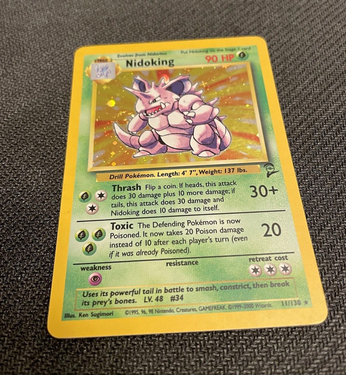 Wizards of the Coast Nidoking 11/130 Base Set 2 Holo Rare Eng 1999 90 HP Wizards of the Coast Nidoking 11/130 Base Set 2 Holo Rare Eng 1999 90 HP