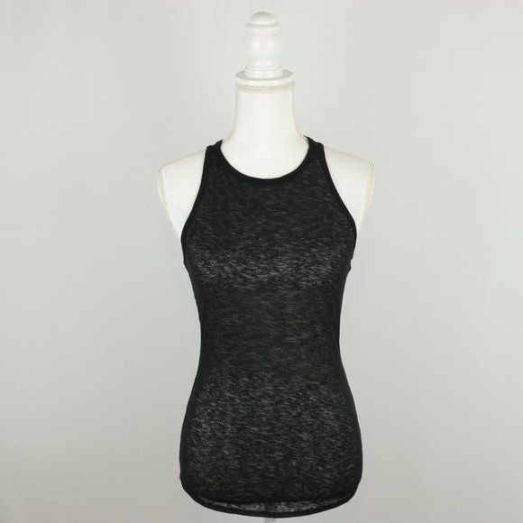 Athleta Crunch Women\'s Small Black Burnout Lightweight Racerback Tank Top