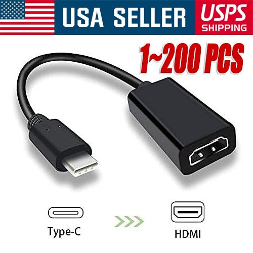 USB-C Type C To HDMI Adapter USB3.1 Cable For MHL Android Phone Tablet Black LOT USB-C Type C To HDMI Adapter USB3.1 Cable For MHL Android Phone Tablet Black LOT
