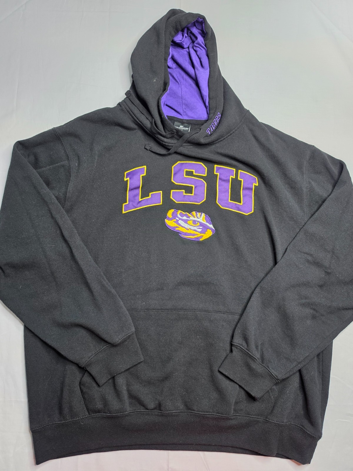 Colosseum NCAA LSU Tigers Football Hoodie Men\'s 3XL Black Cotton Fleece Lined Colosseum NCAA LSU Tigers Football Hoodie Men\'s 3XL Black Cotton Fleece Lined