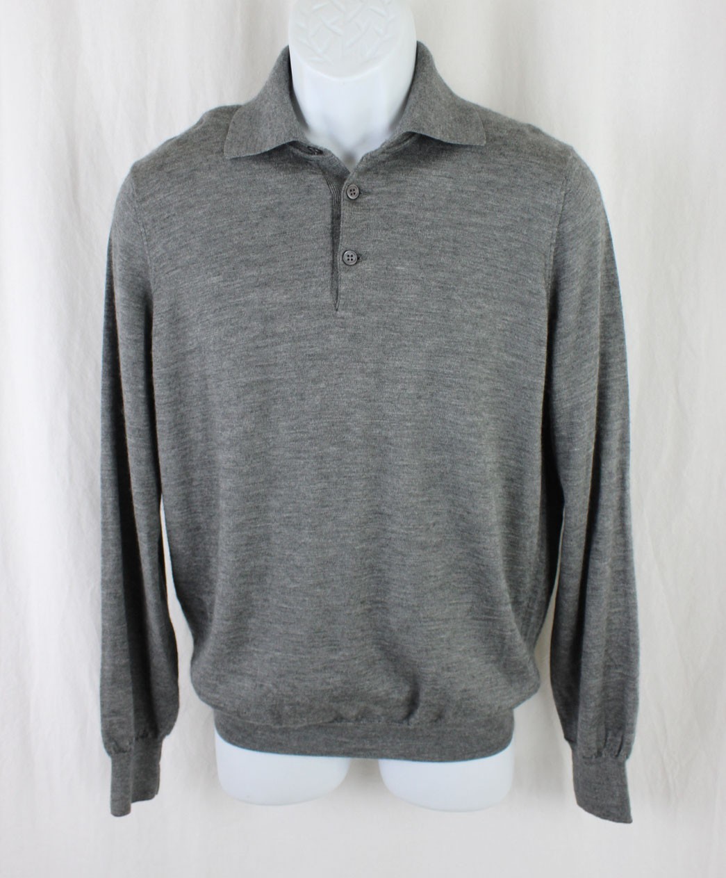 Brunello Cucinelli Men\'s Gray Cashmere Long Sleeve Sweater Size US 40 M