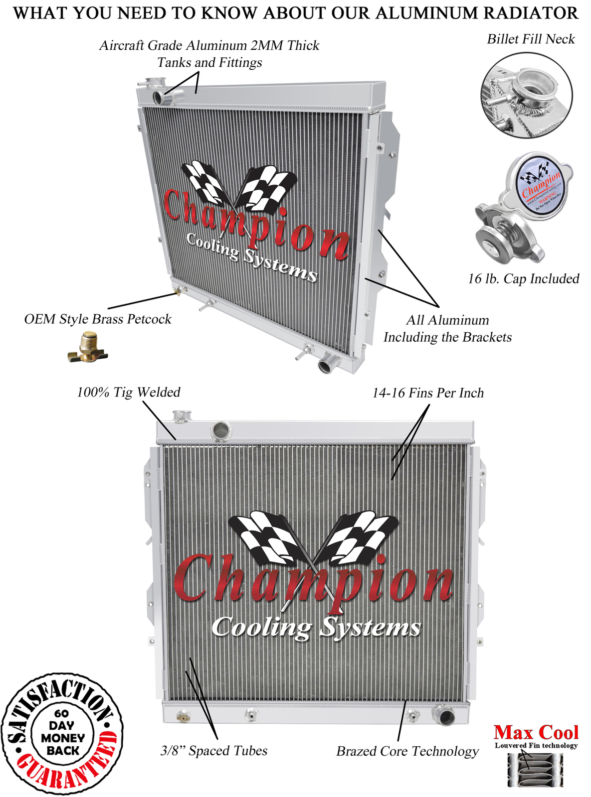 2000 2001 2002 2003 2004 2005 2006 Toyota Tundra 3 Row Champion ADV Radiator