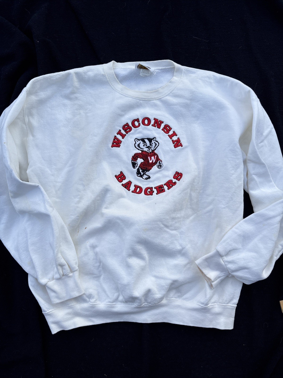Vintage Wisconsin Badgers Sweatshirt XL White Somers USA Embroidered Cotton Poly Vintage Wisconsin Badgers Sweatshirt XL White Somers USA Embroidered Cotton Poly