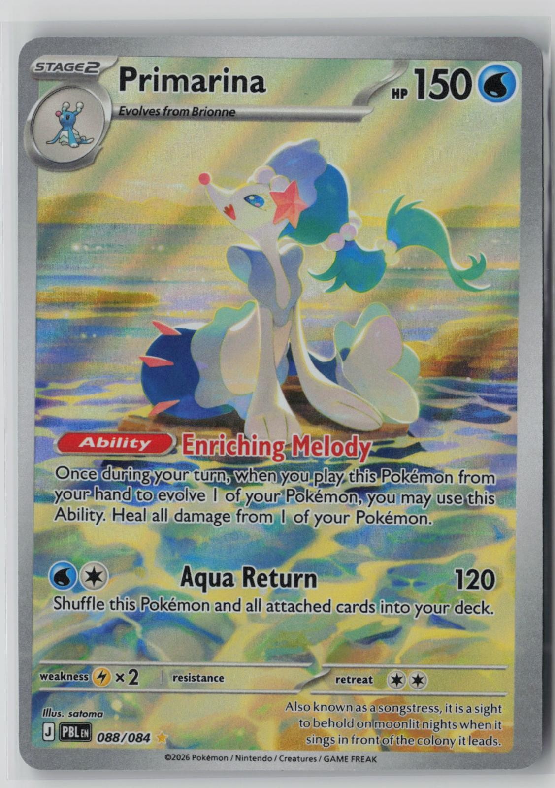 Primarina 088/084 Illustration Rare Pitch Black Near Mint CO33