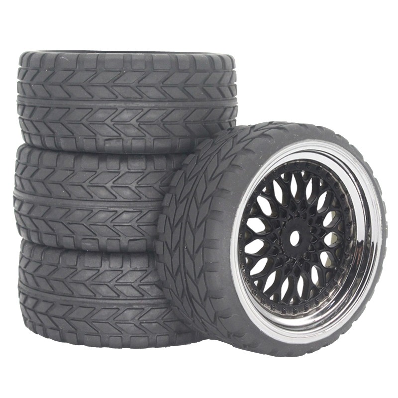 1/10RC Road Wheels Tyres Chrome BBS Style for Tamiya TT02 TT01 ET9mm 6mm 3mm o/s