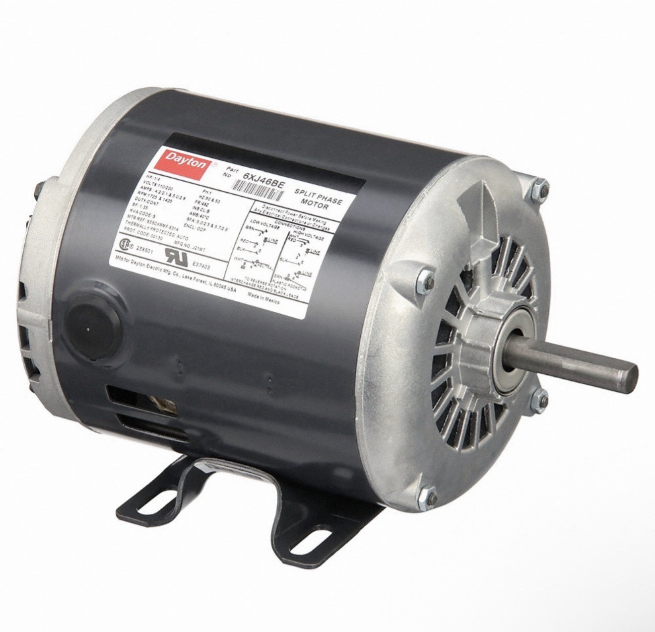 Dayton GP Mtr,Splt Ph 1/4HP 1725/1425rpm 48 6XJ46 New Dented Box Open to Check Dayton GP Mtr,Splt Ph 1/4HP 1725/1425rpm 48 6XJ46 New Dented Box Open to Check