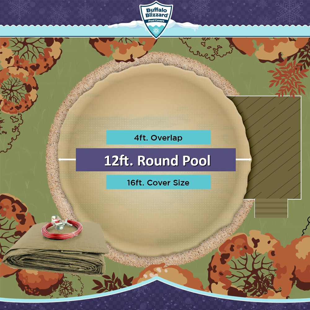 Buffalo Blizzard Supreme Plus Tan Round Swimming Pool Winter Cover - Choose Size