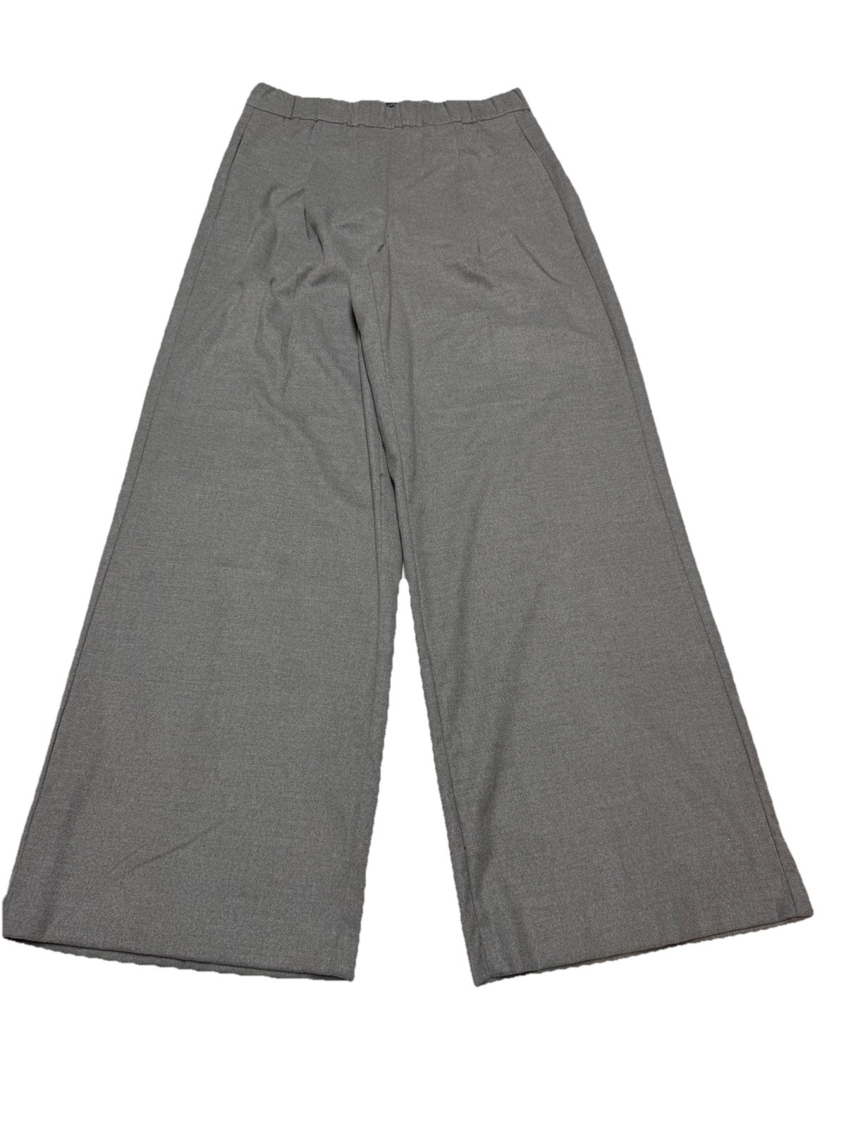 NWT Ann Taylor Pants Women\'s Medium Grey High-Waist Trouser Wide-Leg Pull On