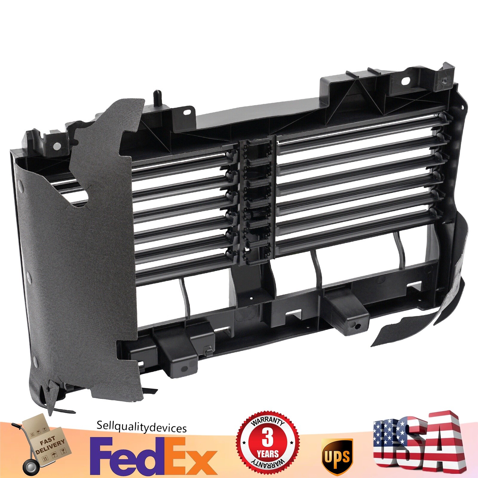 For Ram 1500 Truck V6 2020-2022 / V8 2019-2022 Black Front Active Grille Shutter