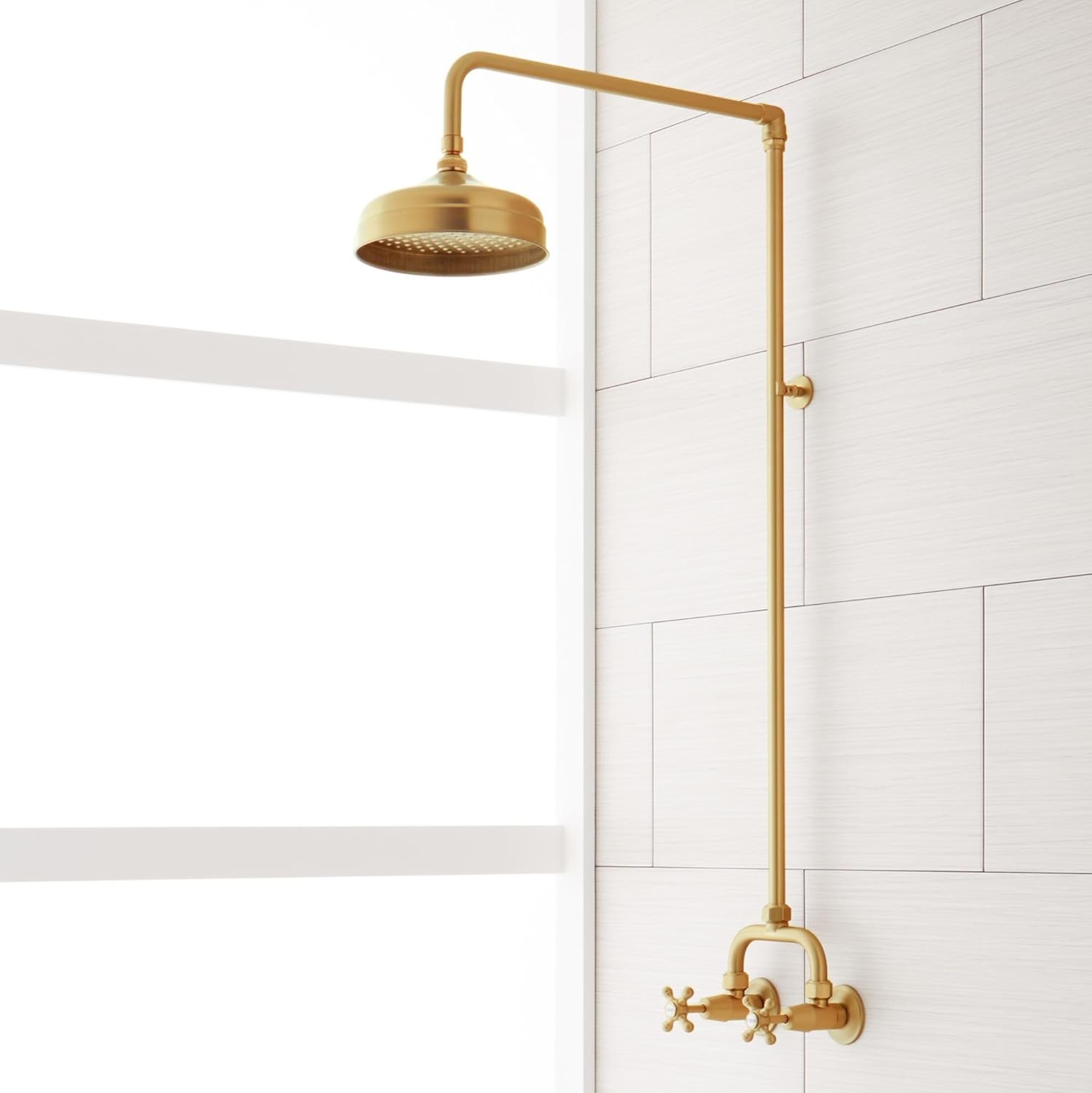 Signature Hardware 485531 Baudette Exposed Pipe Shower System with Rainfall