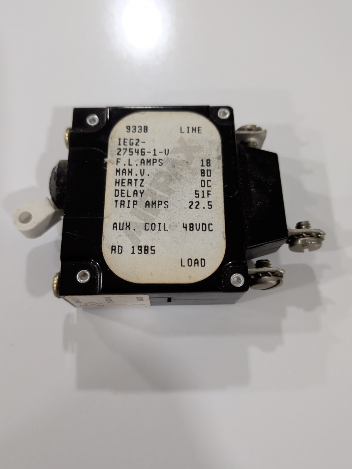 NEW Lot of 5 Airpax IEG2-27546-1-U Circuit Breaker 28A 80VDC 1-Pole NOS NEW Lot of 5 Airpax IEG2-27546-1-U Circuit Breaker 28A 80VDC 1-Pole NOS