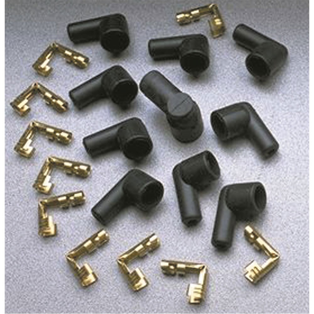 Taylor Cable 46057; Distributor Boot & Terminal Kit 90 deg Black, Female/Socket