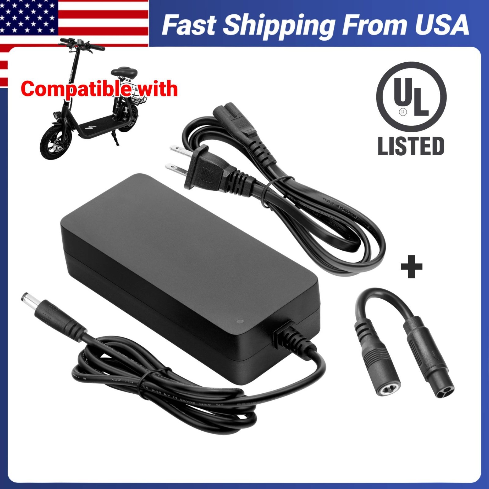 Replacement Charger For Phantomgogo R1/R1 Pro with 36V Battery Special 3Pin Plug