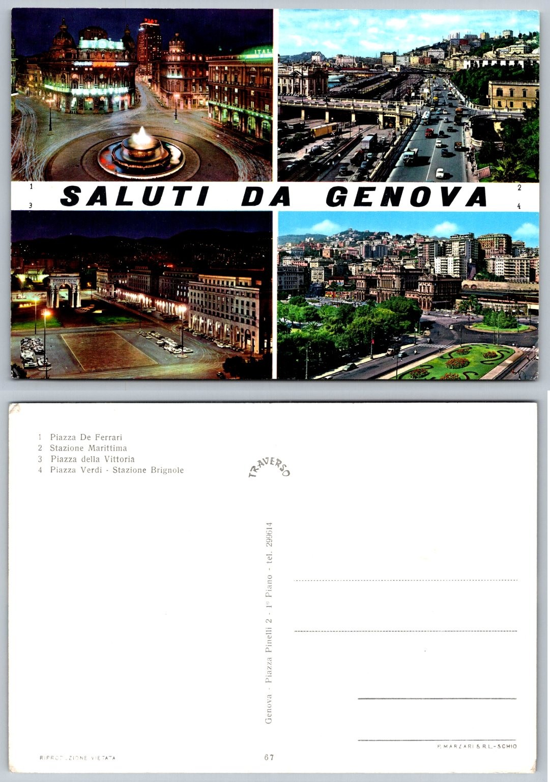 Genova Italy Multi-View Postcard - Piazza De Ferrari, Vittoria, Verdi Genova Italy Multi-View Postcard - Piazza De Ferrari, Vittoria, Verdi
