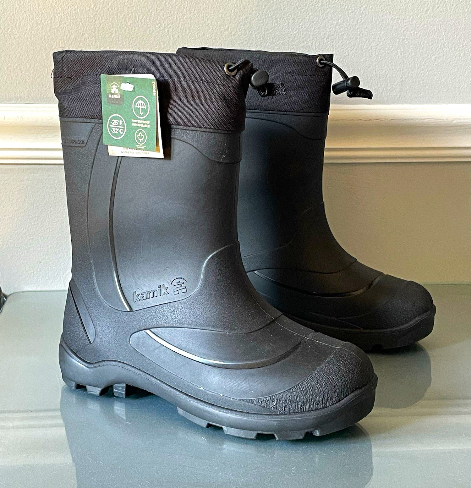 Kamik Snobuster 1 Waterproof Insulated Kids Snow Boots Black Rubber US 5