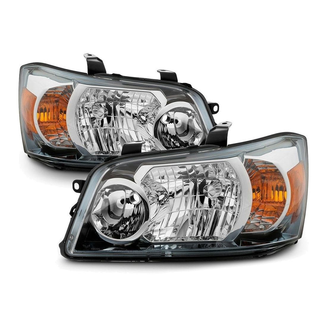 2pc Chrome Housing Clear Lens Headlight For Toyota Highlander 01-07 TO2502151