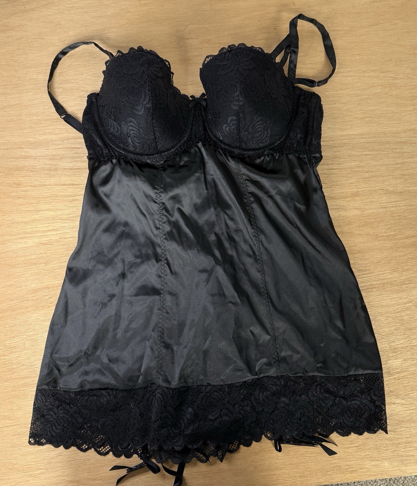 Torrid Chemise Floral Lace Cup Satin Stretch Black Size 1XL NWT