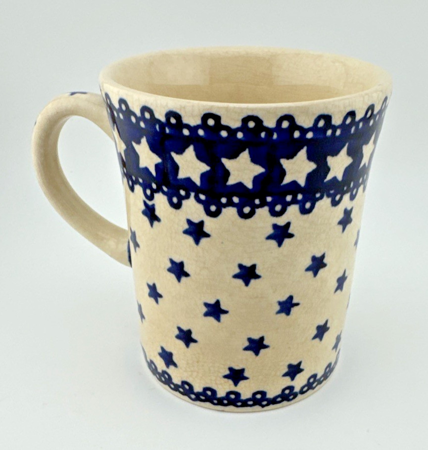 Vintage Manufaktura Bolesławiec Polish Pottery Coffee Mug Cup Handmade In Poland