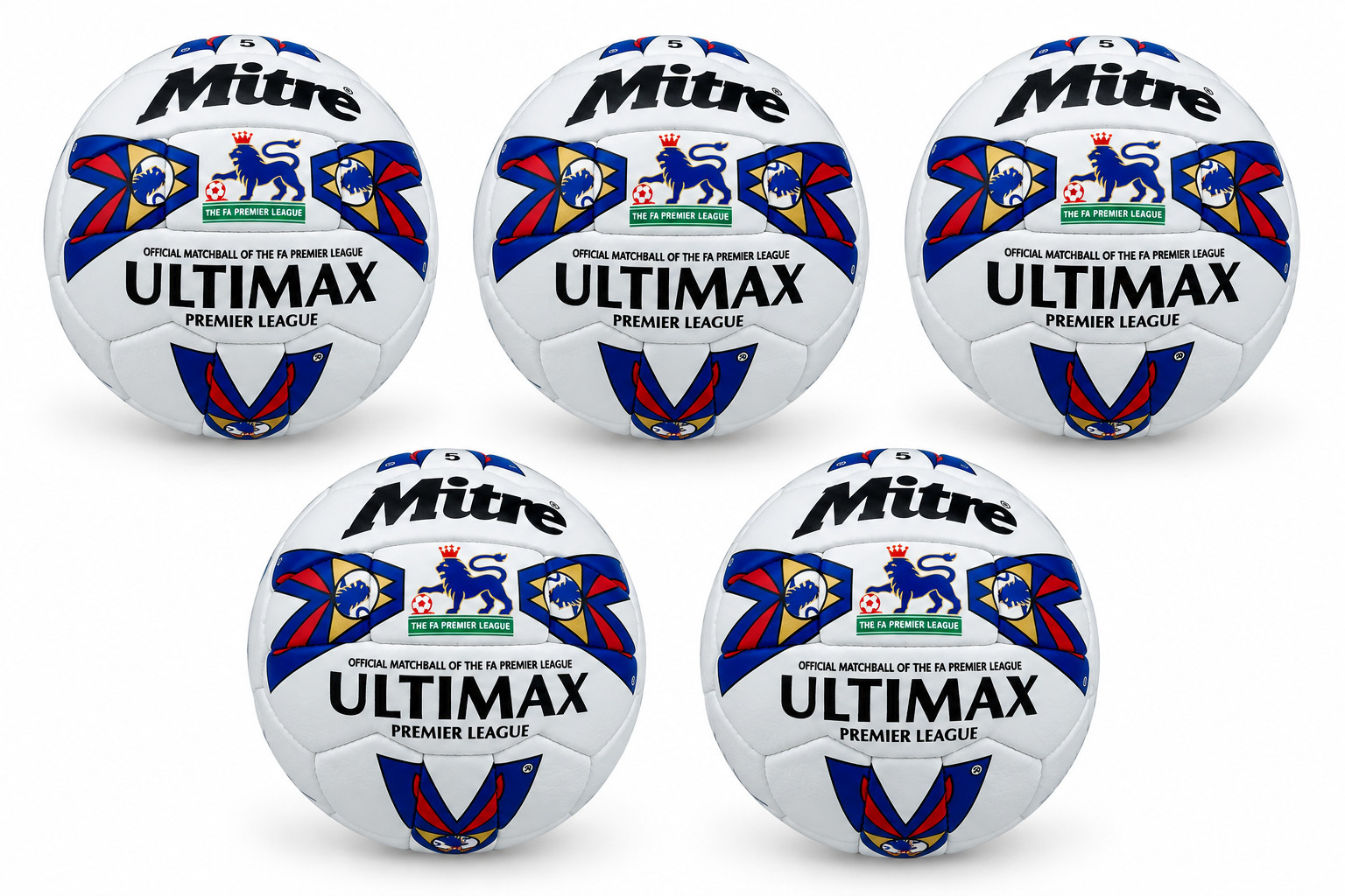 5x Mitre Ultimax Football | 1998-2000 Size 5 Match Ball | Football -